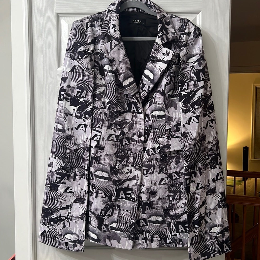 Akira Newspaper Print Blazer Dress